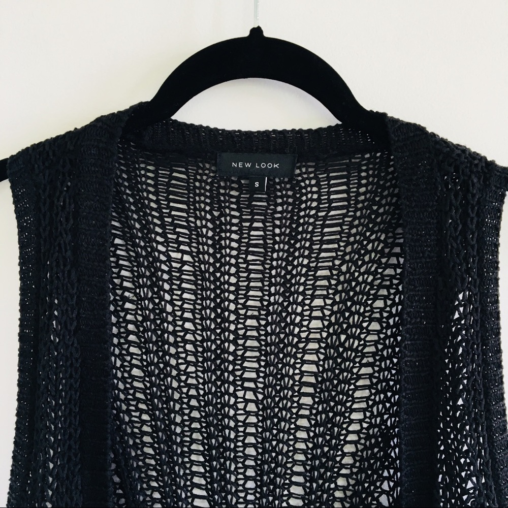 NEW LOOK Longline Knitted Black Festival Vest - Picture 5 of 8